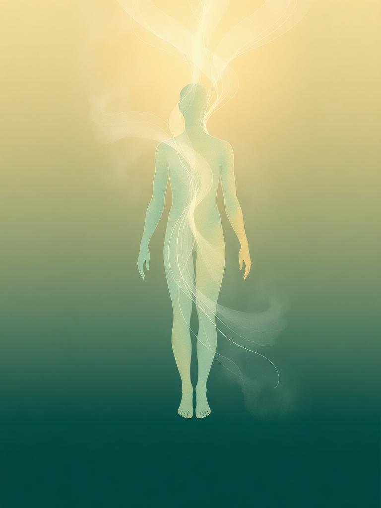 An ethereal silhouette with luminous energy currents flowing through it