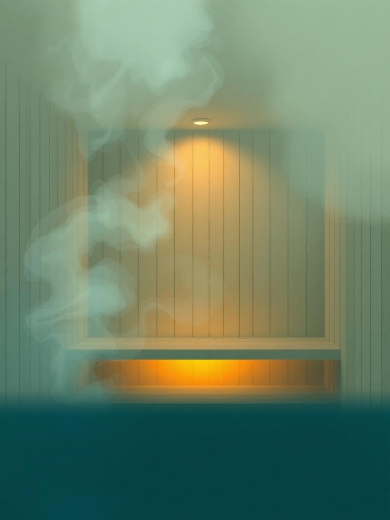 Warm infrared sauna with rising steam